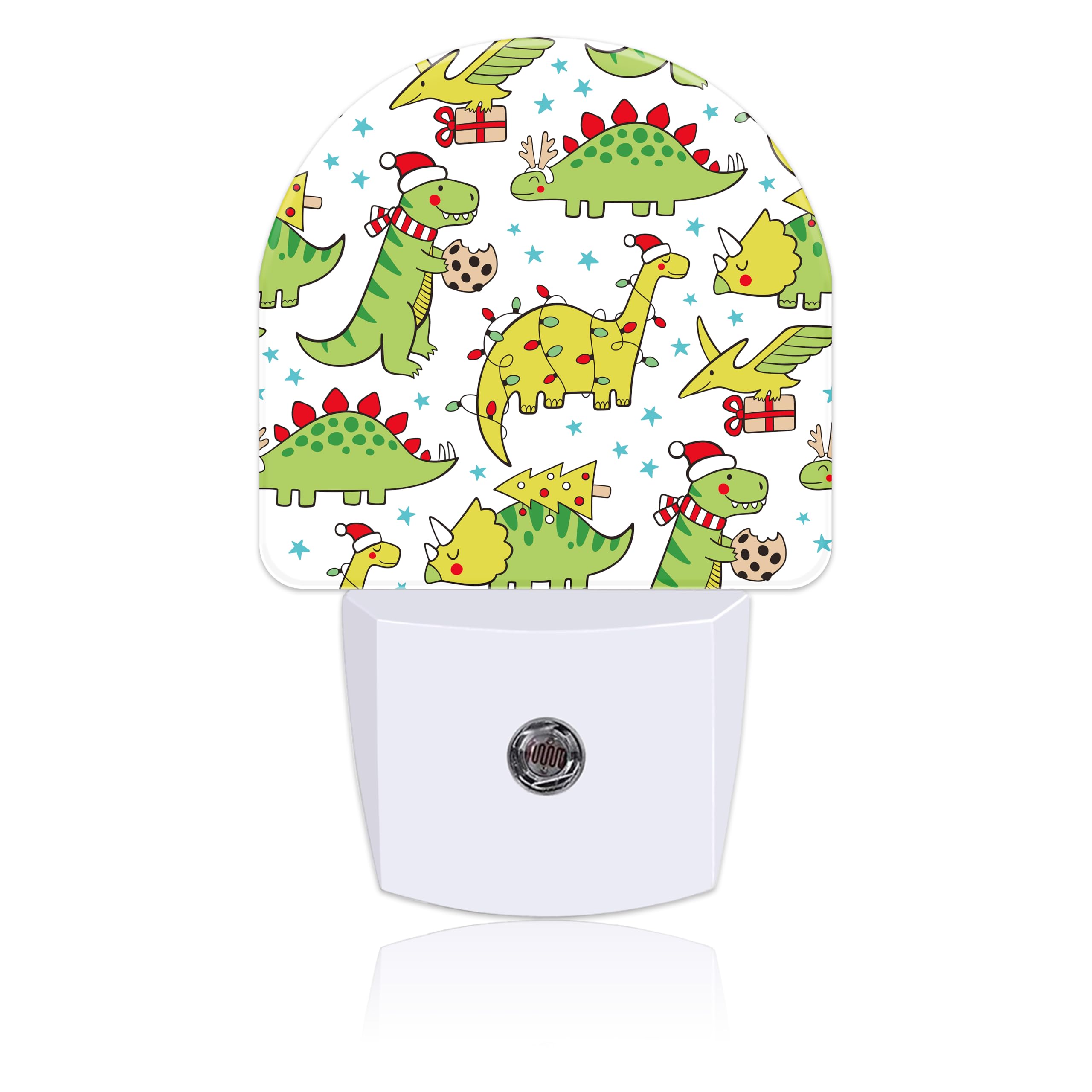 Cute Christmas Doddle Dinosaurs Night Light for Kids, LED Night Light Plug into Wall with Dusk to Dawn Sensor for Girls Boys Women Room Decor, Hallway, Kitchen, Bathroom, Nursery, Stairs