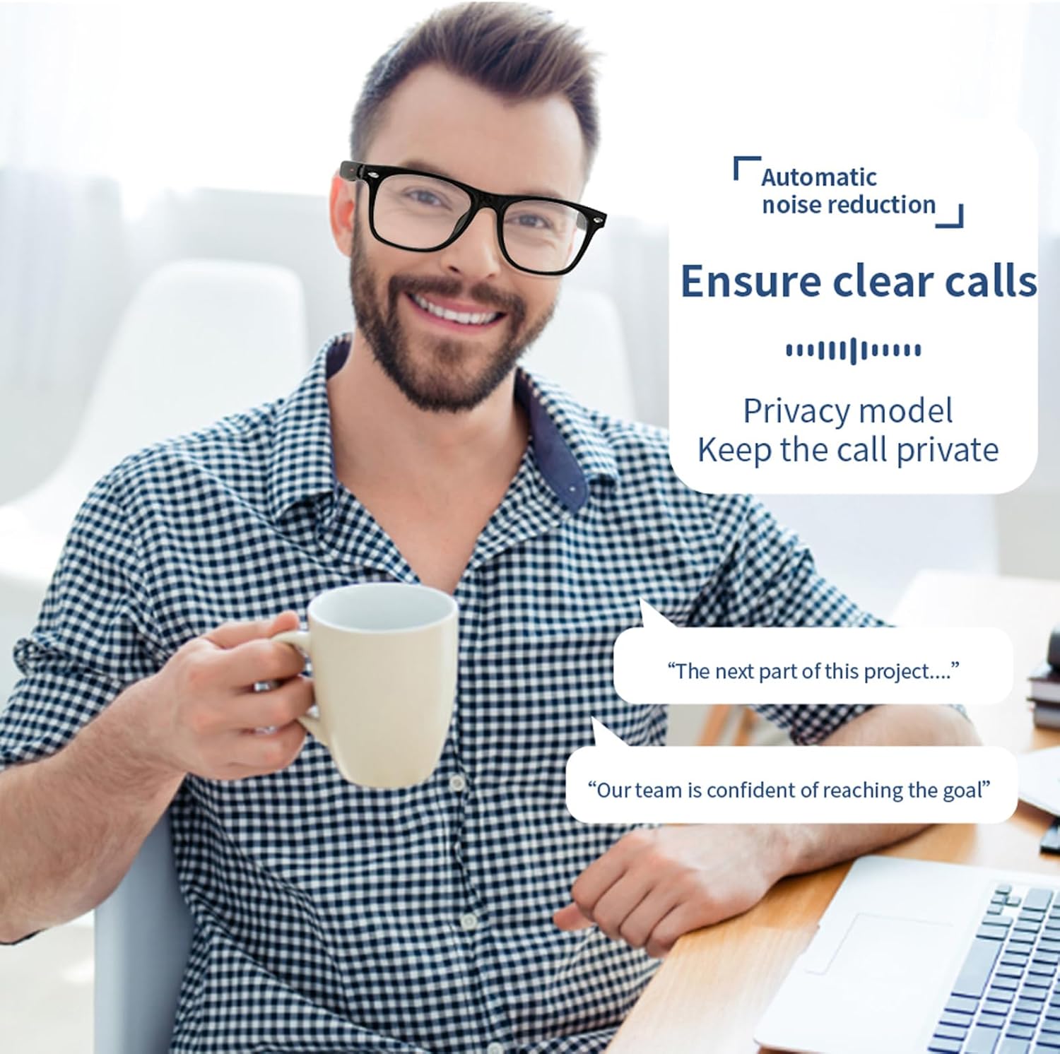 Smart Bluetooth Sunglasses for Men with Speakers Bluetooth Smart Eyeglasses Blue Tooth Audio Blue Light Safety Men's Sun Glasses for iPhone Android Outdoor Bluetooth Speaker Open Ear Headphones