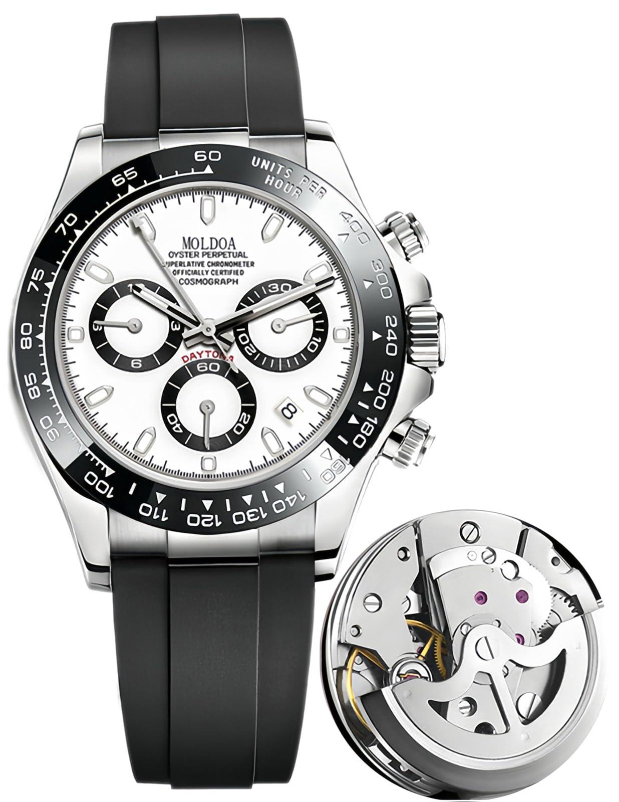 MASTOPPagani Design Daytona Homage Men's Watch Panda Analog Quartz Japan Movement Chronograph Luxury Wrist Watch Business Waterproof Silicone Strap Sports Pagani Watches for Men