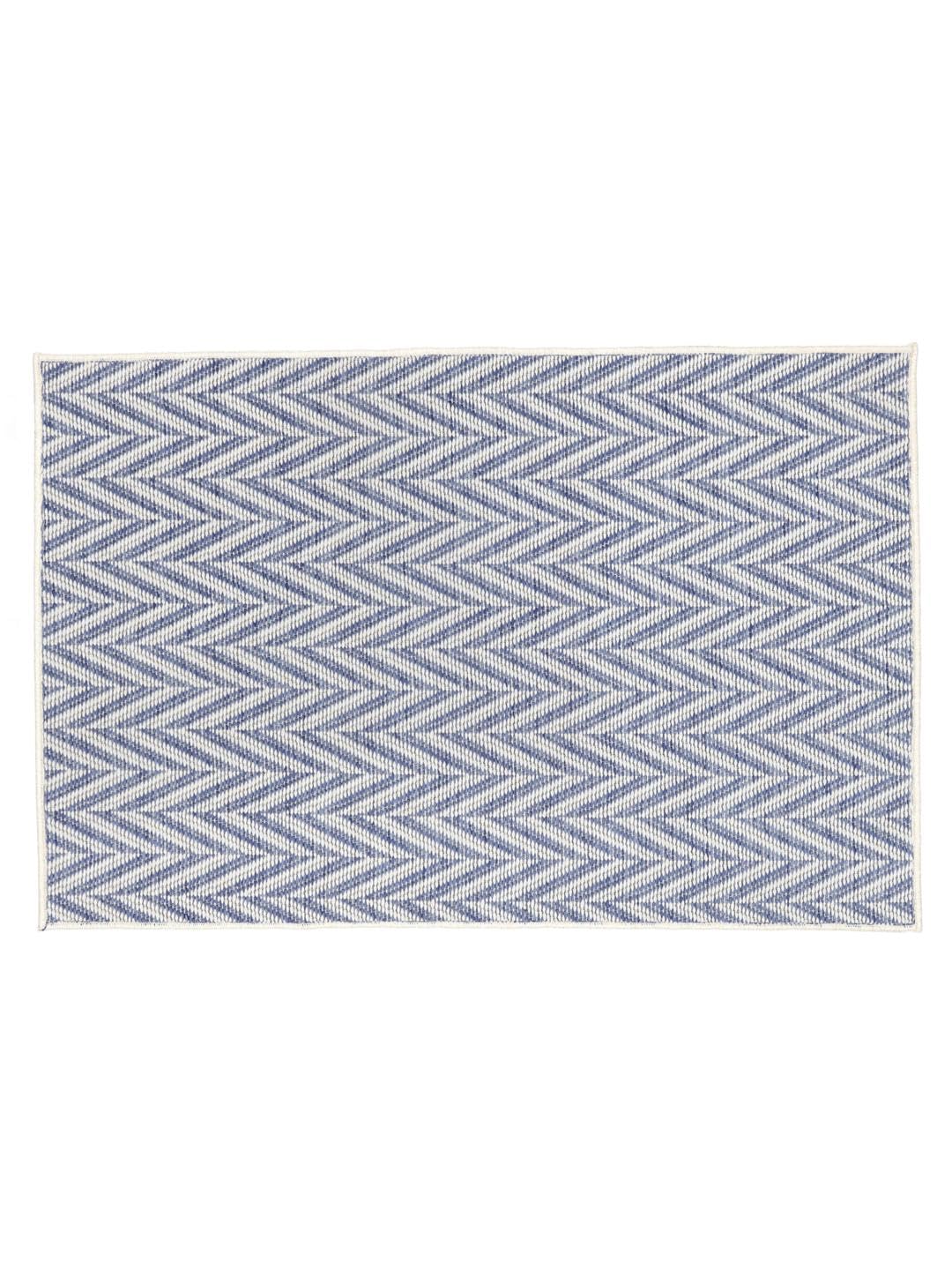 RugVista Amalfi Doormat Felpudo, 80 x 120 cm, Azul/Blanco | Modernas, Rectangular, Pelo corto, Lavado a mano, Oeko-Tex 100, Pasillo