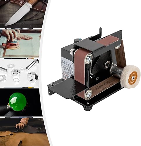 Miniatura 3 de Mini máquina de pulir de pulido, lijadora de correa eléctrica de bricolaje con correa abrasiva 10PC para metal de madera