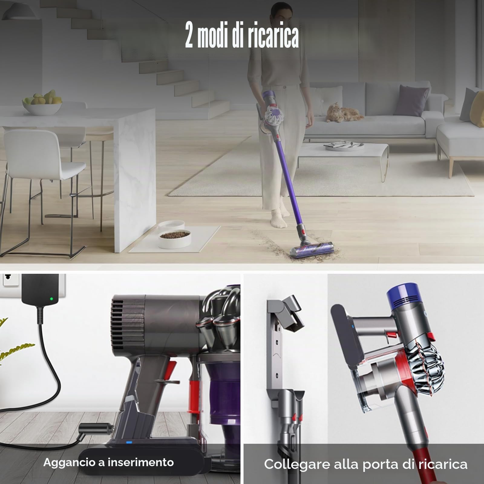 6000mAh Batteria per Dyson V8, Compatibile con Dyson V8 Animal, Absolute, Fluffy, Parquet, SV10, Slim aspirapolvere- con 2 filto e 1 Cacciavite