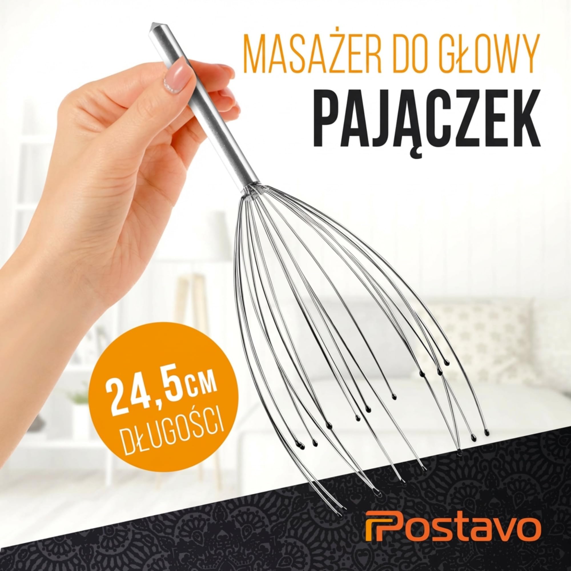 [Oryginalny] masażer głowy pająk – urządzenie do masażu głowy z 20 palcami – zapewnia doskonały relaks i lepsze ukrwienie – szczotka do masażu skóry głowy z ergonomicznym uchwytem ze stali