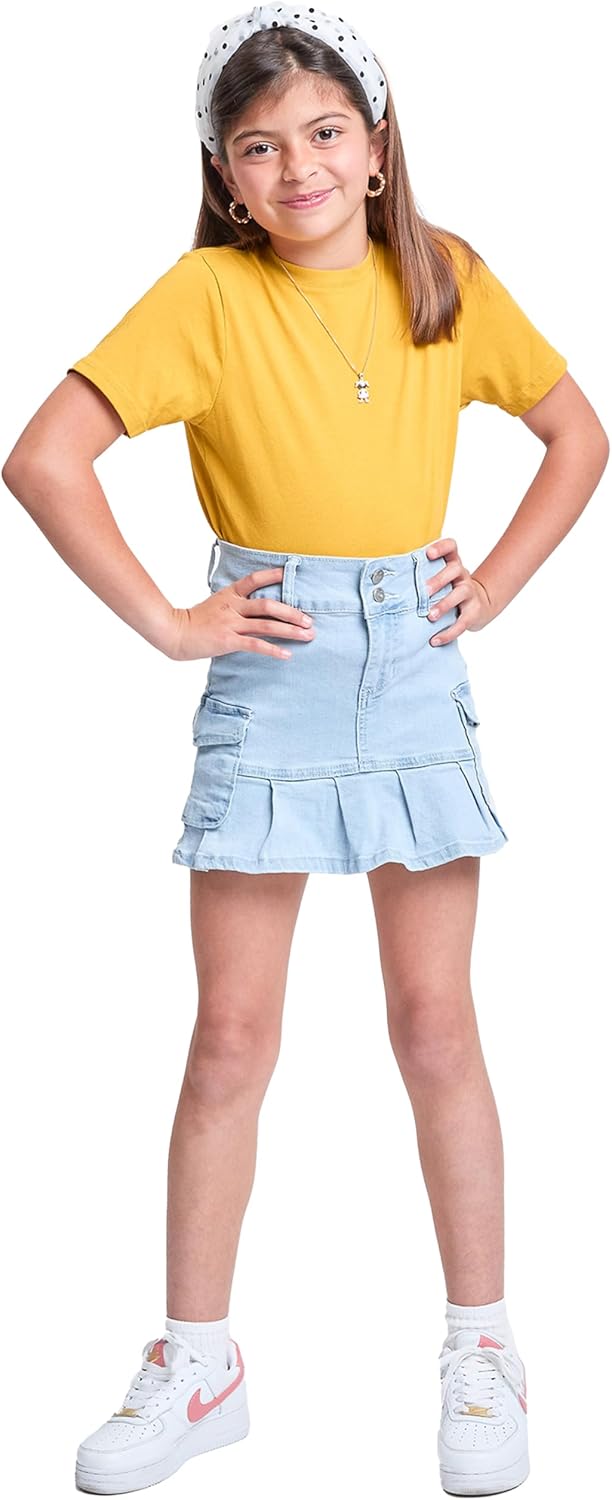 YMI Girls YMI Girls Cargo Pleated Denim Mini Skirt - Image 6