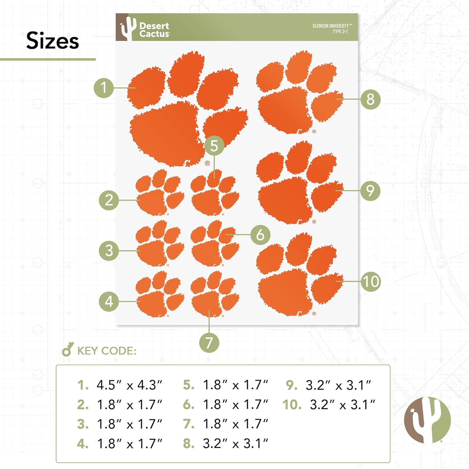 Desert Cactus Clemson University Sticker Tigers Vinyl Decals Laptop Water Bottle Car Scrapbook Sheet T3 (Type 3-1) - Image 3
