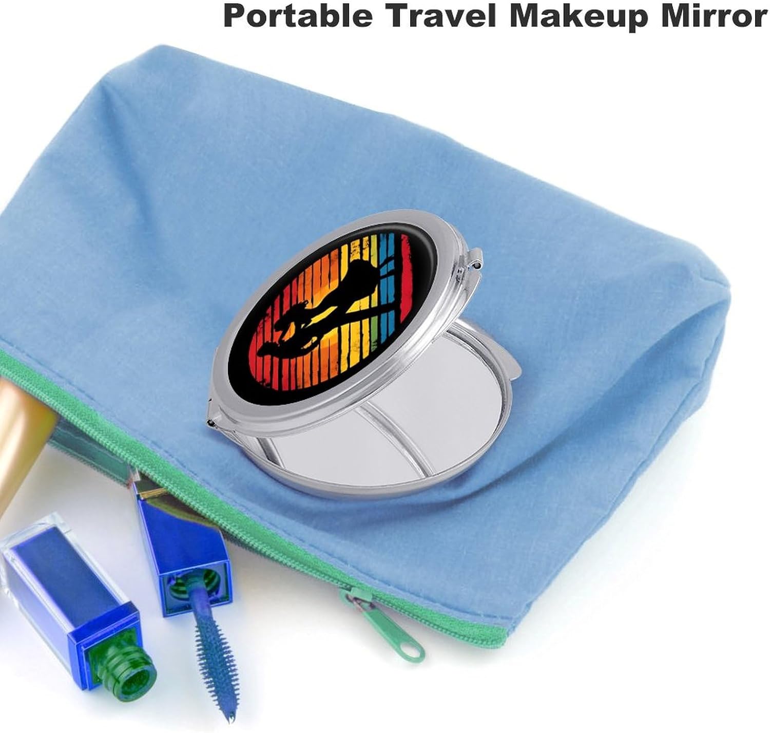 Salsa Dancing Dancer Vintage Compact Makeup Mirror Mini Foldable Cosmetic Mirror Portable Travel Mirror for Purse Pocket