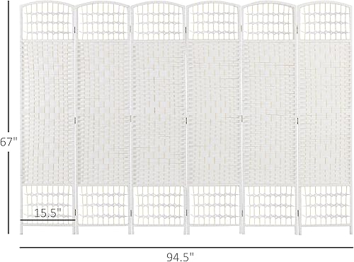 Miniatura 7 de HOMCOM Divisor de habitación de 6 paneles, pantalla de privacidad plegable, separador de habitación de 5.6 pies, divisor de pared de división