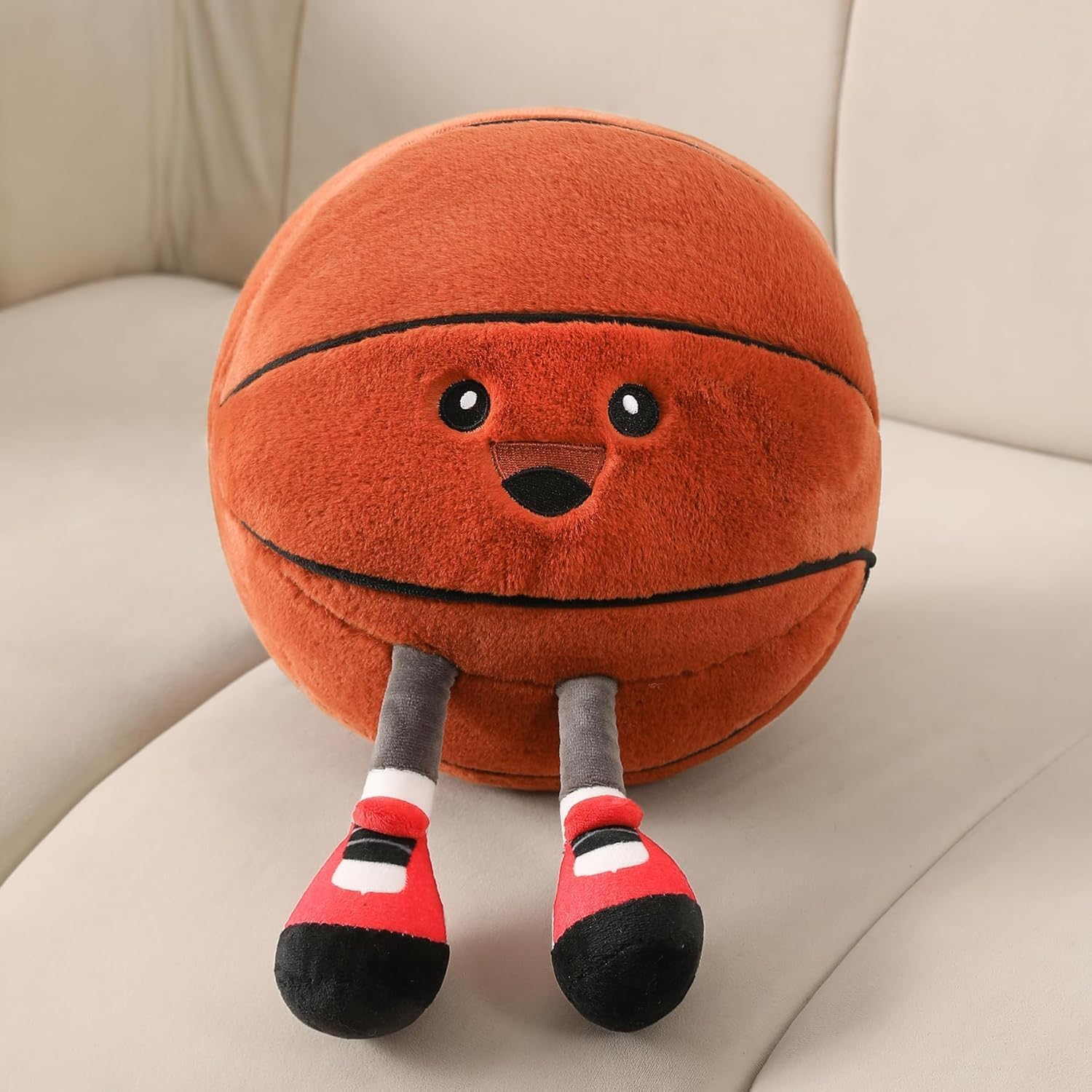 Basketball Plush Pillow with Legs – Cute Smiling Face & Wobbly Feet | Soft Stuffed Animal Throw Pillow for Couch, Bed, Dorm, Game Room Decor,Birthday Gift for Boys Girls Kids Basketball Fans Him Her