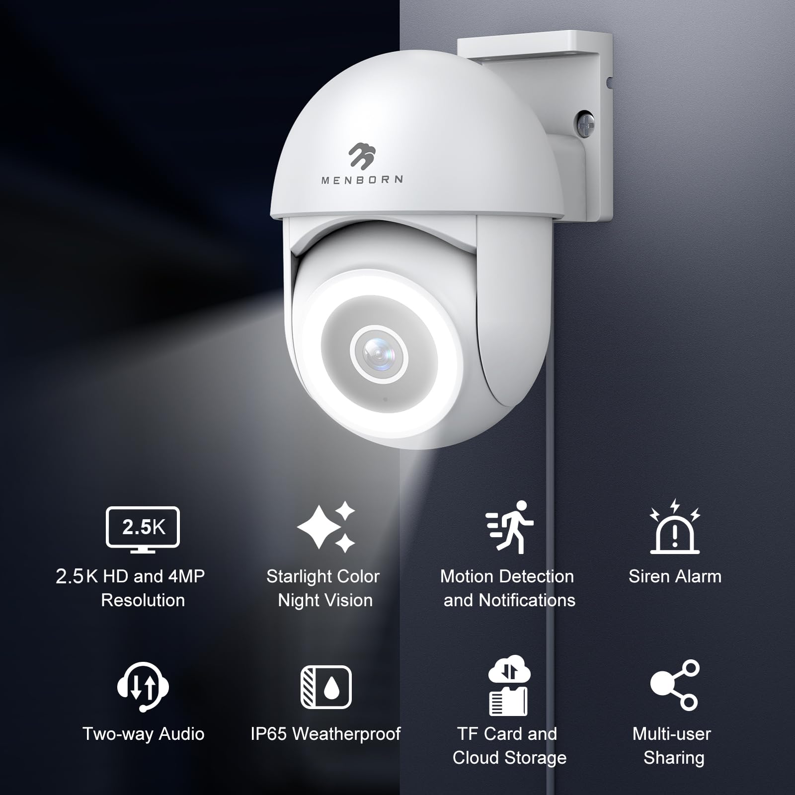 GNCC Camera Surveillance WiFi 2K Caméra Extérieur, Vision GNCC Camera Surveillance WiFi 2K Caméra Extérieur, Vision