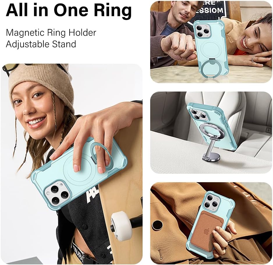 CHAOFEnG Designed for iPhone 16 Pro Max Case with Magnetic Stand [Military Drop Protection][Compatible with Magnet] Shockproof 16 Pro Max Phone Case with Ring Holder, Green