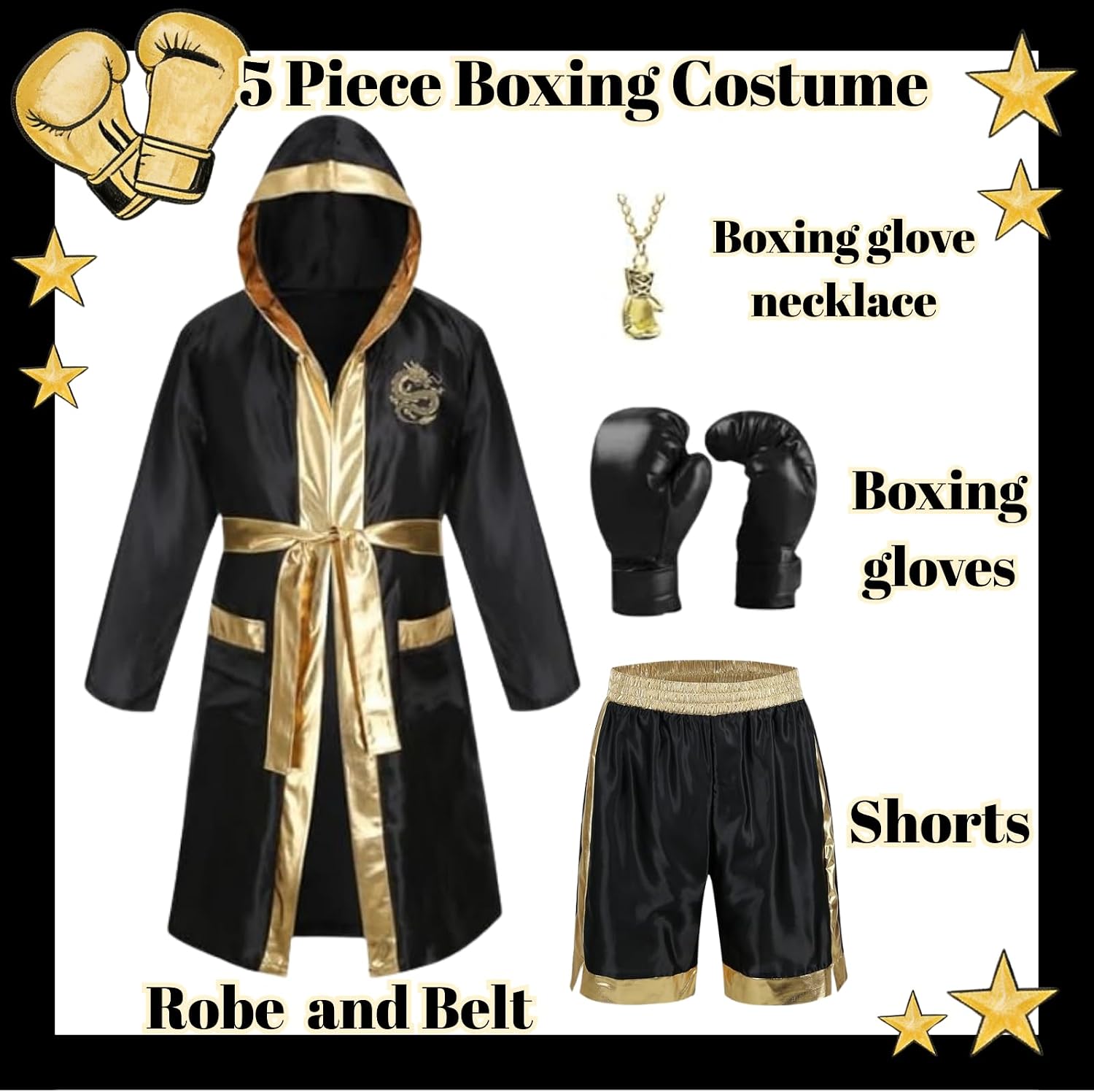 GRAJTCIN Adult Men Boxing Costume Includes Boxer Robe and Shorts
