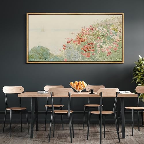 Miniatura 3 de MUDECOR Lienzo enmarcado extra grande para pared, jardín, acuarela, paisaje floral, naturaleza, desierto, antiguo, retro, bellas ilustraciones,