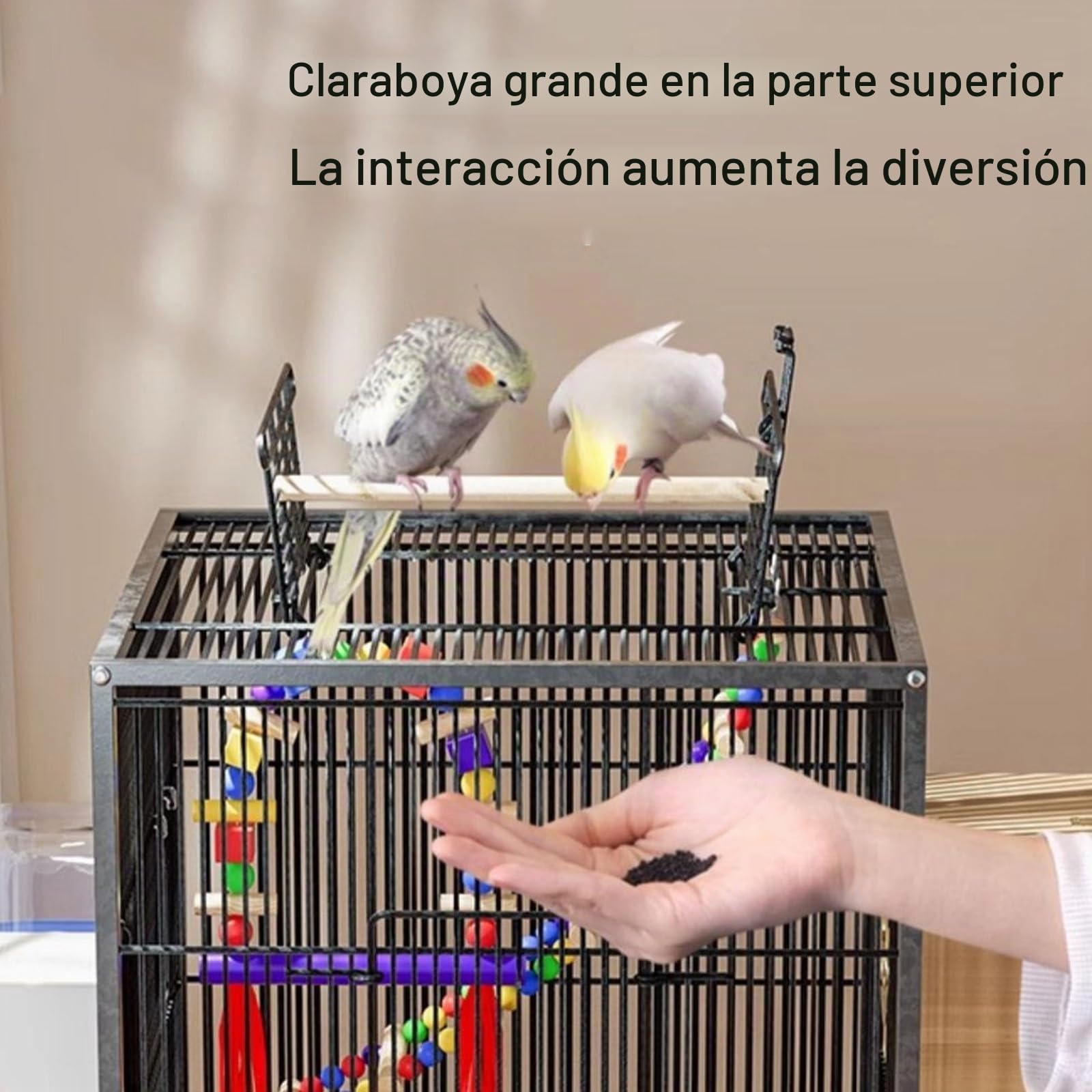 Voladera, Jaula Loro Grande, con Diseño De Tragaluz y Poleas Extraíbles, for Cacatúas, Loros del Sol, Cotorras De Mejillas Verdes y Tórtolas(Black,24 * 16.5 * 31in)