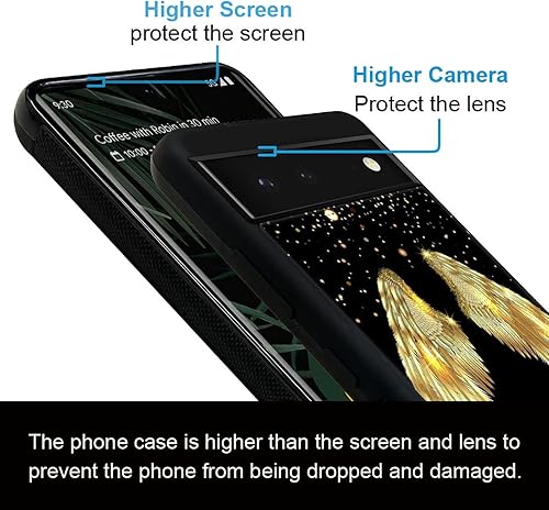 Miniatura 5 de CARLOCA Funda compatible con Google Pixel 6, fundas doradas de alas de ángel para Google Pixel 6, diseño gráfico de moda, a prueba de golpes,