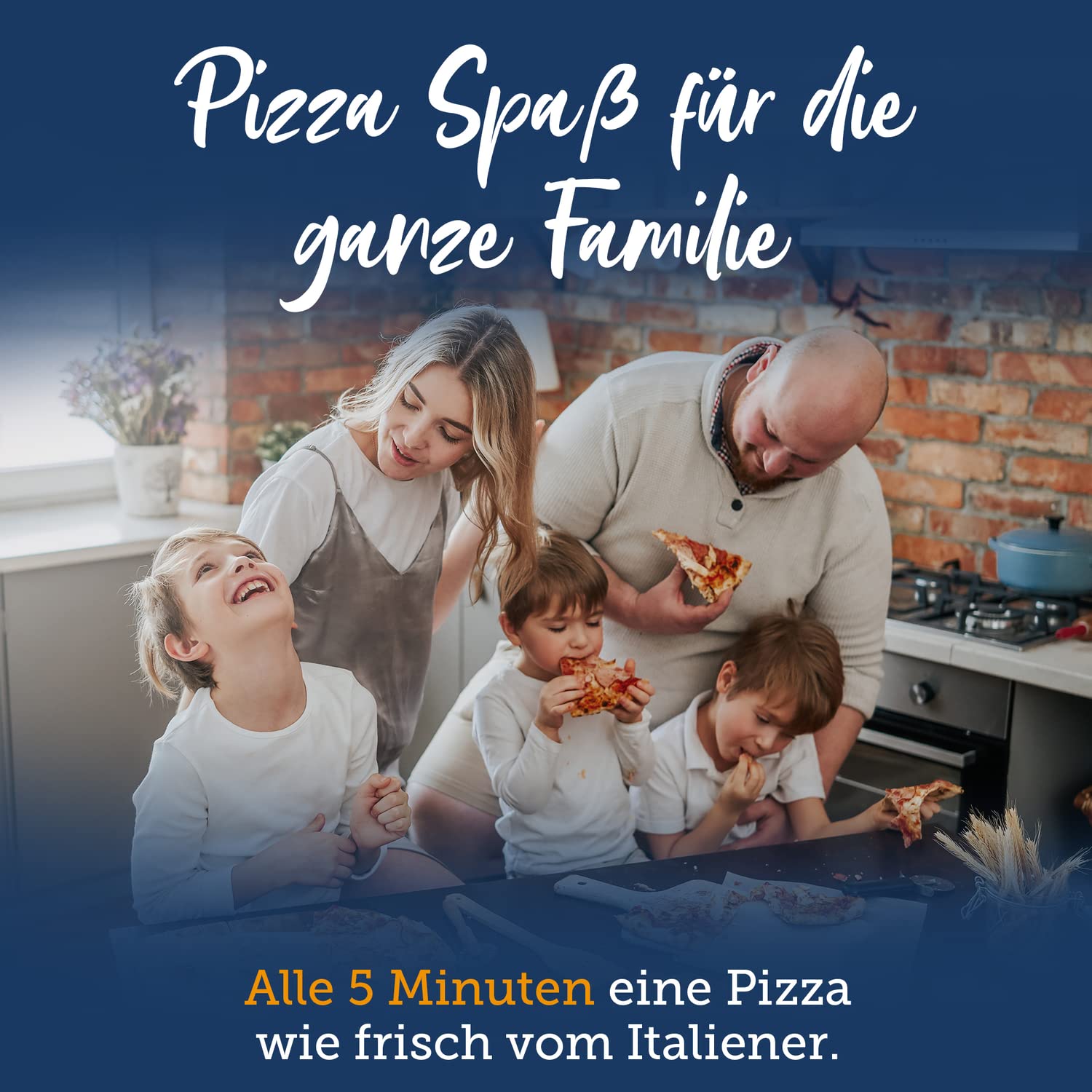Pizzastein für Gasgrill, Grill & Backofen rund 33cm | 3er Set mit Pizzaschieber & Videokurs für italienischen Pizzagenuss | Schwarz aus glasiertem Cordierit