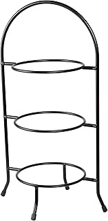 Creative Home 3-Tier Metal Dessert Stand – Elegant Iron Wire Display Rack for Afternoon Tea, Buffets, Banquets, Hotels, and Restaurants, Ideal for Cakes, Pastries, Fruits, and Hot Pot Ingredients (Fits Standard 8” Plates, Black, 18.5” H)