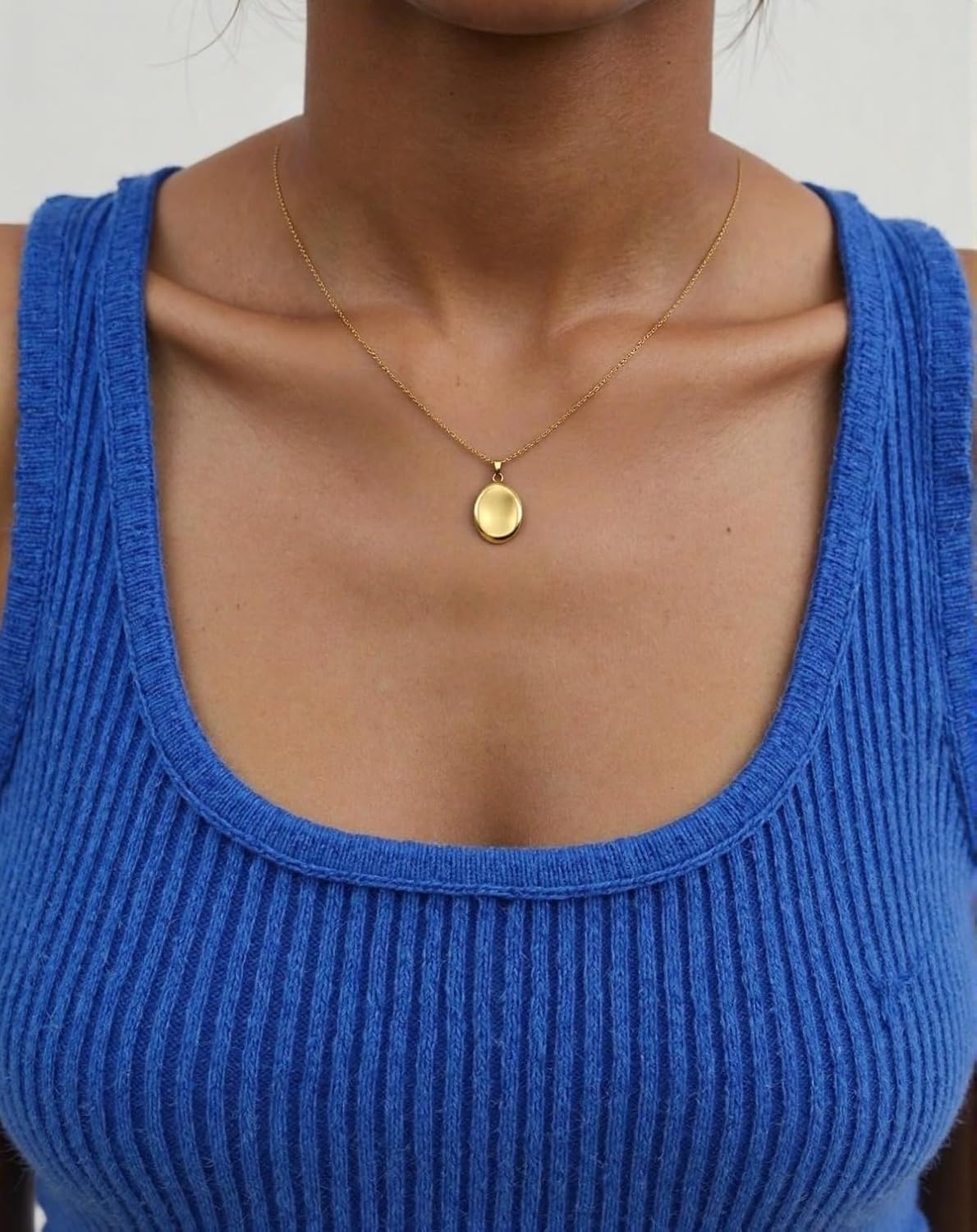 B BBPM Worry Stone Necklace｜ 14K Gold Plated Dainty Pendant Peaceful Thumb Necklace｜Fidget Pendants for Anxiety Relief Meditation Relaxation Stress Relief Gift For Women And Men