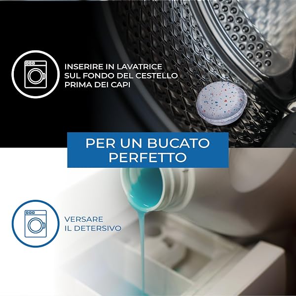 Omino Bianco - Liquid Washing Machine, 150 Washes, Respect Colours and Fabrics, Fresh Perfume with Heart of Marseille Essence, 2000 ml x 3 + Hygienising Additive Sample Hygienising Washing Machine - 4