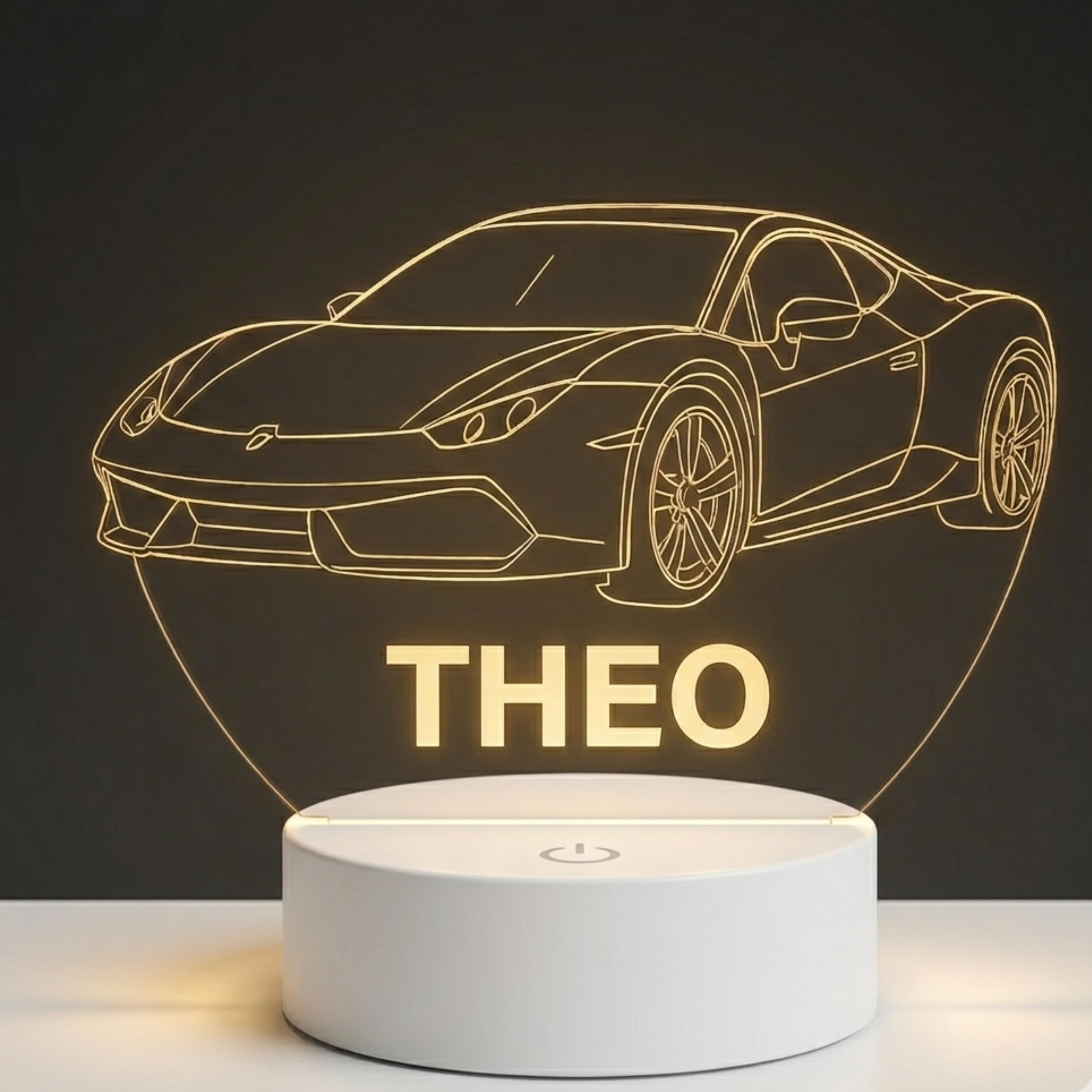 Personalized Sports Car 3D LED Night Light – Custom Name Laser Engraved Acrylic Lamp, 7 Color Modes, Touch Control, USB Powered – Unique Decor Gift for Car Enthusiasts, Kids & Teens