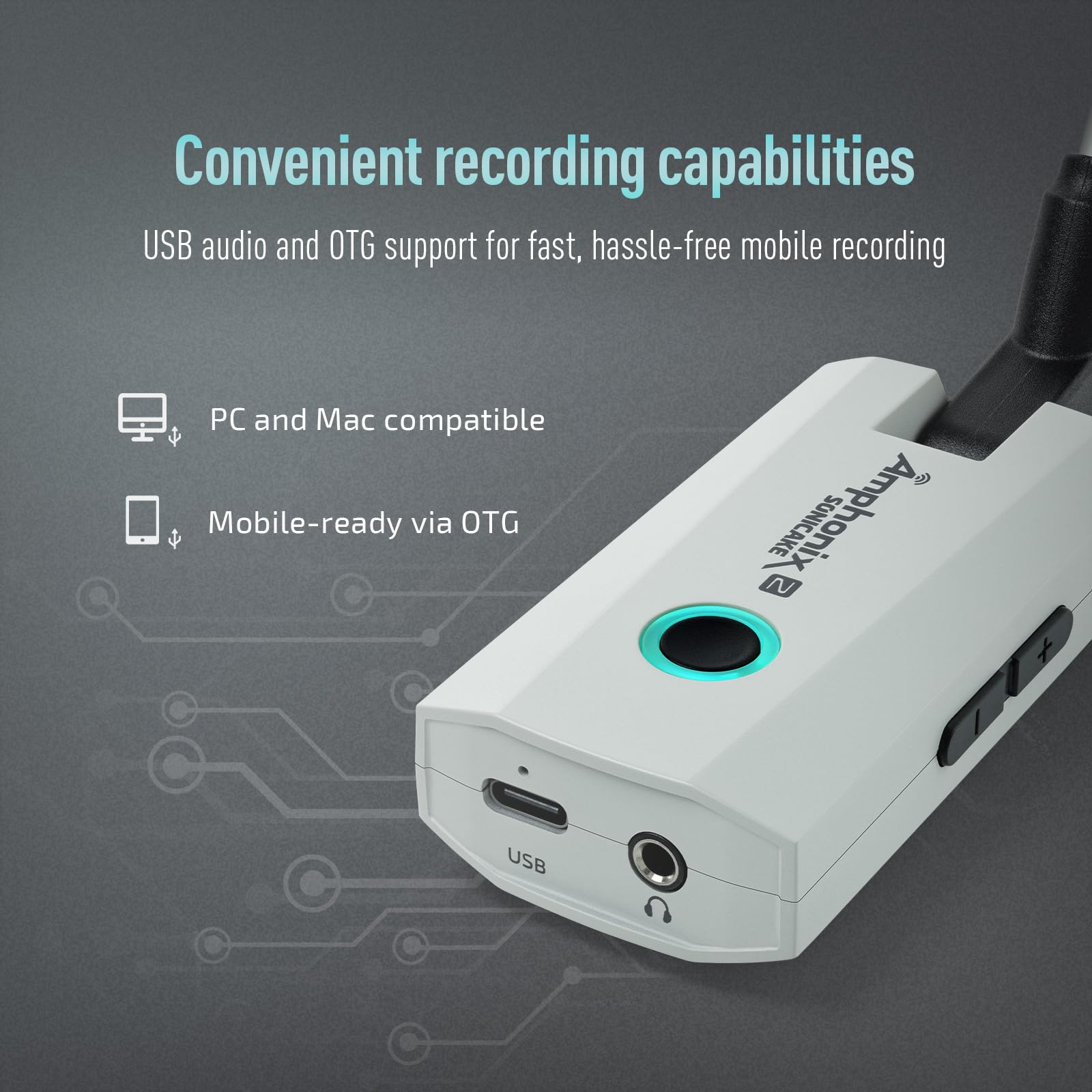 SONICAKE Verstärker Gitarren Kopfhörer 50 Werkspresets, 9 Effektmodule, BT, App Steuerung, USB Audioaufnahme Amphonix 2 QAP-50