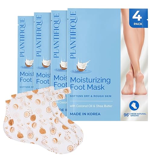 Mascarilla Pies para Talones Suaves, 4 Pares Calcetines Hidratantes para Pies, Crema Pies Secos y Agrietados, Calcetines Hidratantes Pies Muy Secos SIN PELAR, Spa Pies para Hombre y Mujer PLANTIFIQUE