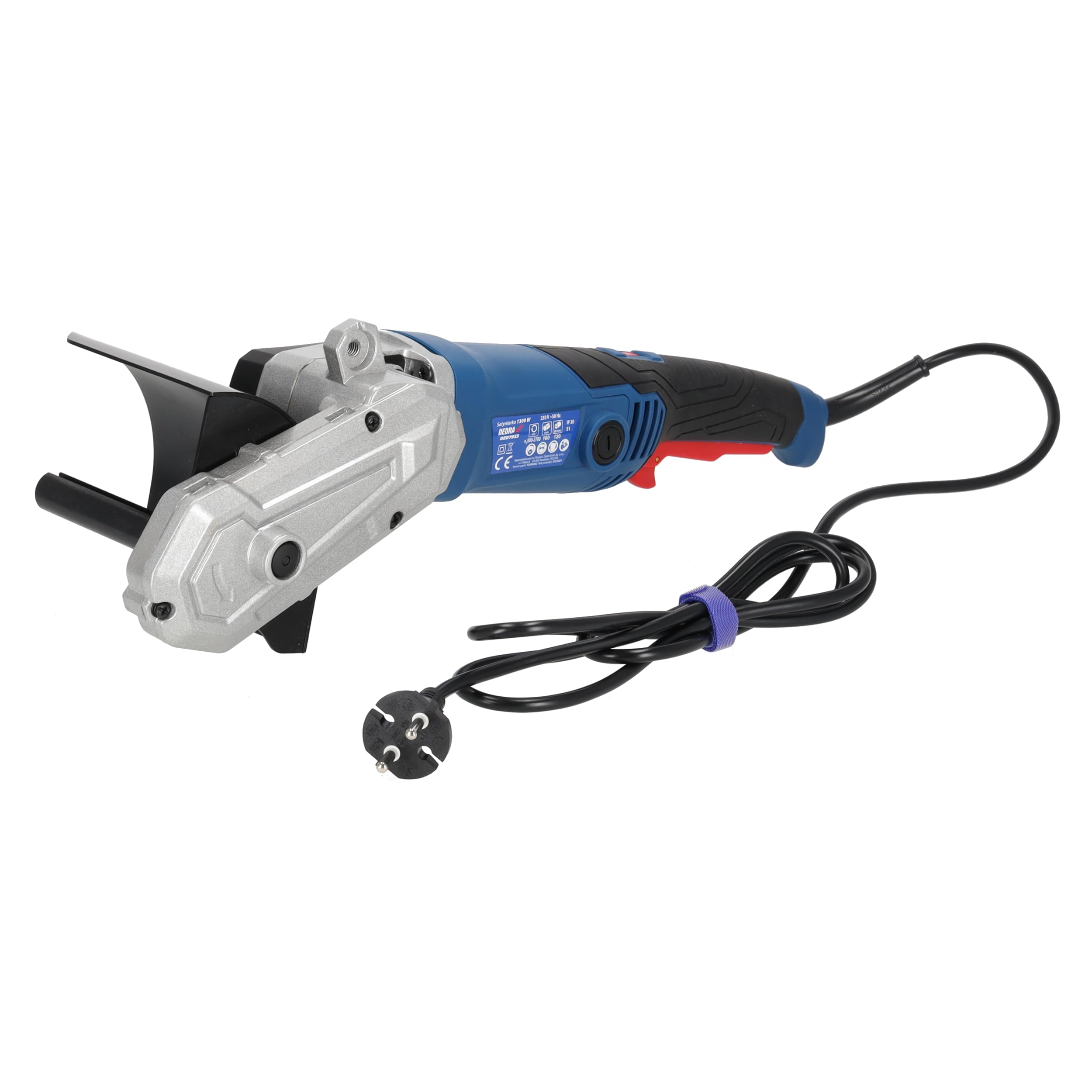 Maszyna satynowa 1300 W, szczotka metalowa i nylonowa, 900-3700 obr./min, średnica 120 mm, kabel 2 m, lekka waga zaledwie 3 kg, antypoślizgowy dodatkowy uchwyt, system Soft-Start, regulacja prędkości