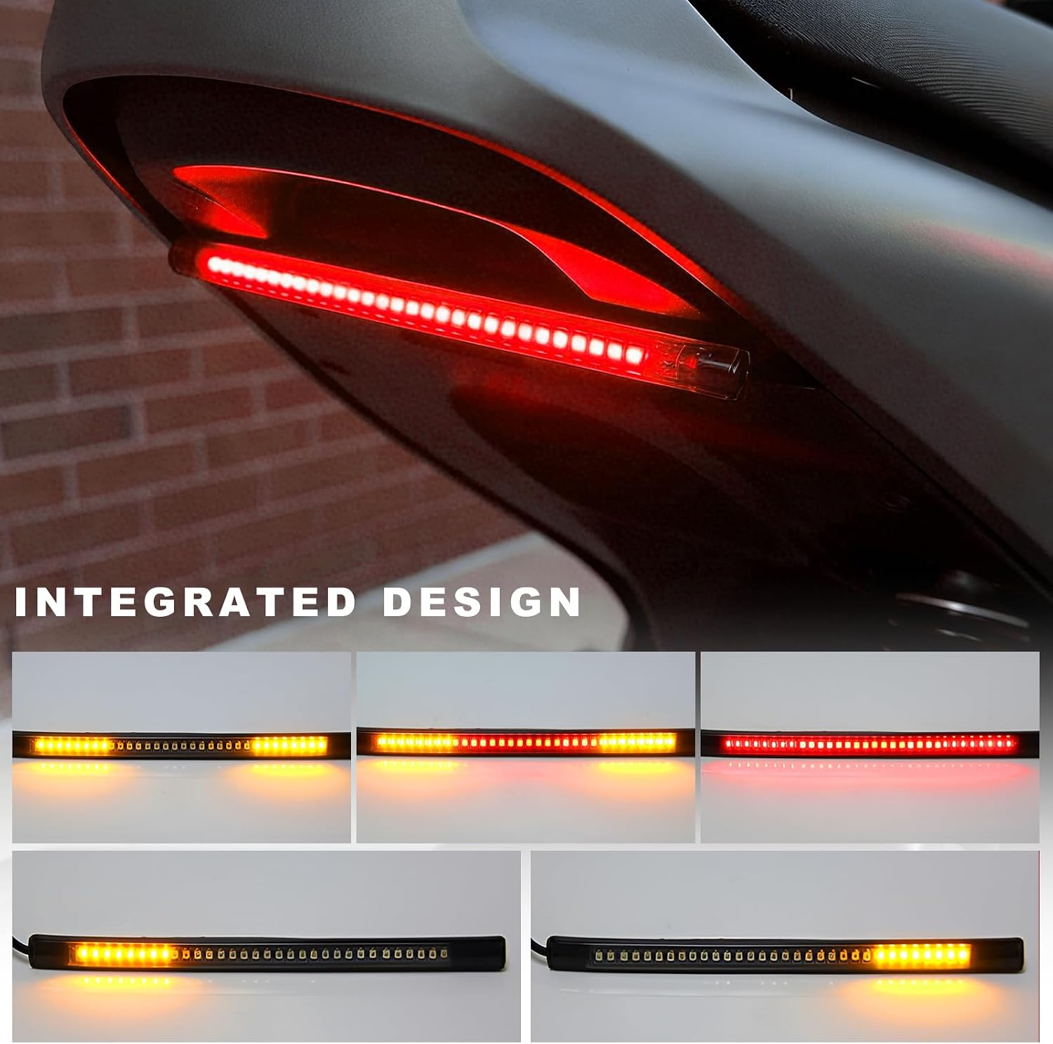 Car LED Light Strip, 8 Inch Flexible Lights Bar 12V Tail Brake Stop Turn Signal Lamp, Waterproof 32LED 2835 SMD Light Strip Dual Color Indicator Lamp for Car Motorcycle ATV