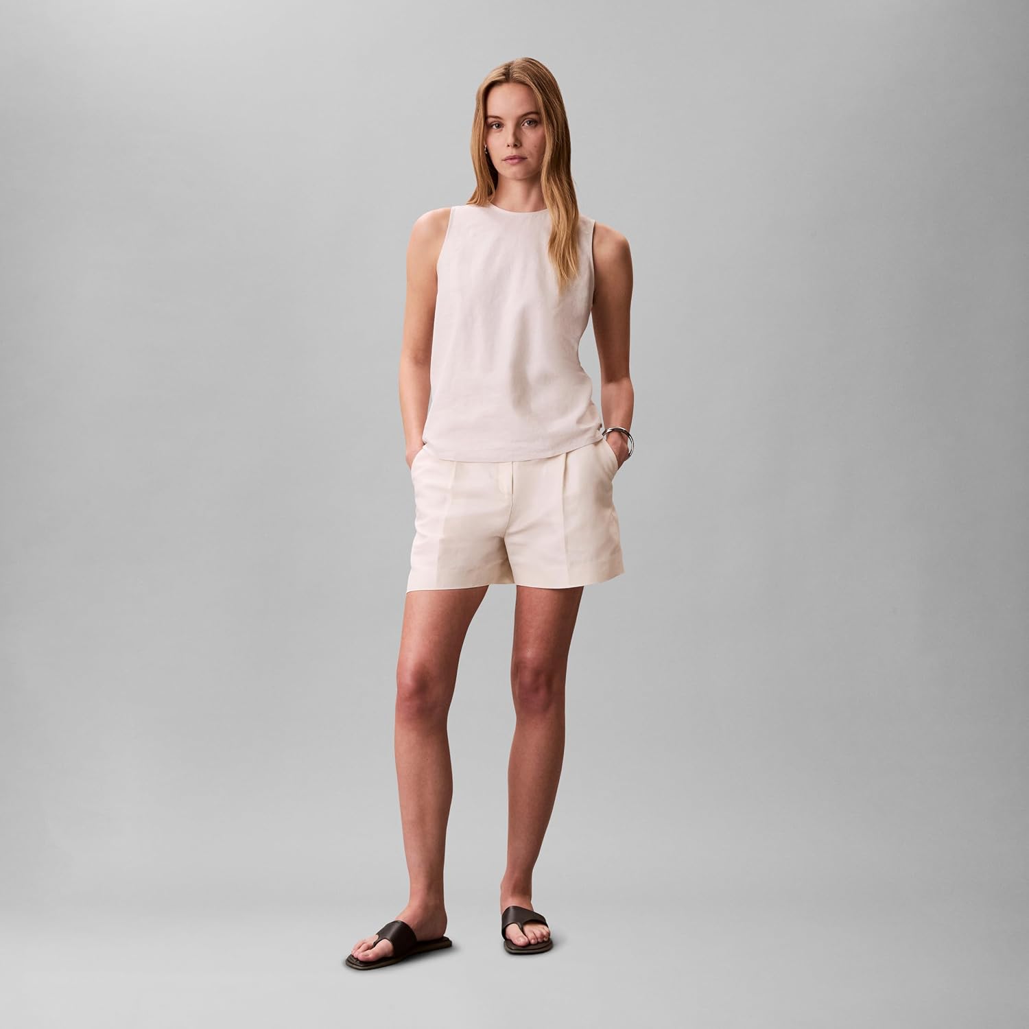 Calvin Klein Women's Linen Blend Shell Top