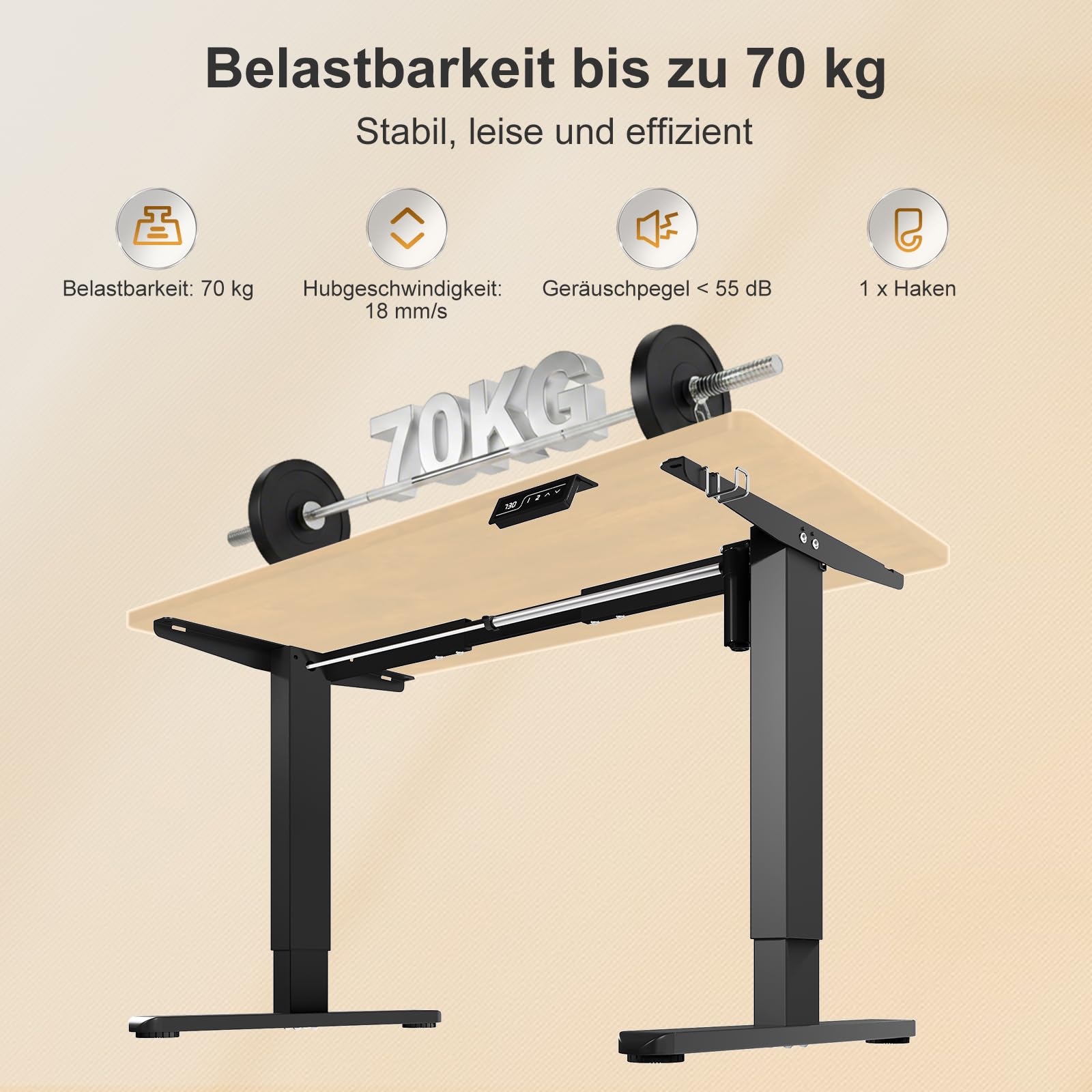 Flamaker Höhenverstellbarer Schreibtisch Elektrisch Tischgestell Höhenverstellbar Elektrisch 2-Fach-Teleskop Mit Memory-Steuerung Höhenverstellbarer Schreibtisch Gestell (Schwarz)