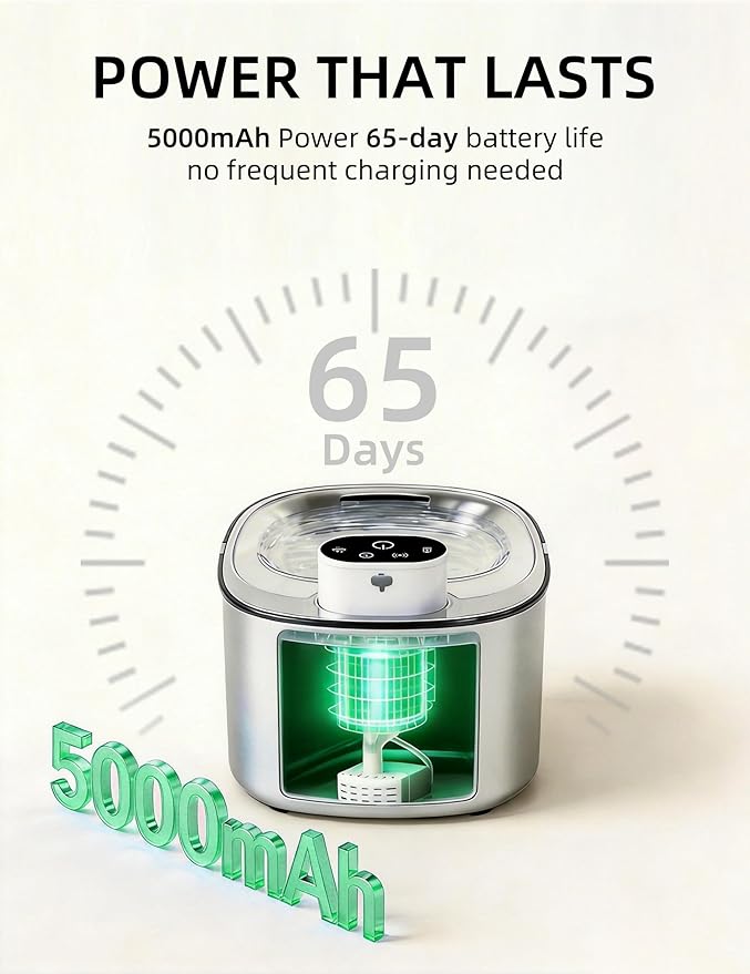 Fuente de Agua para Gatos Inalámbrica, Acero Inoxidable, 4L, Batería Recargable miniatura 4