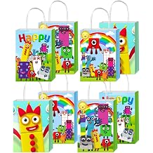 Fantarea 12pcs Number Party Gift Bags with Handles, Number Birthday Party Supplies for Party Decorations