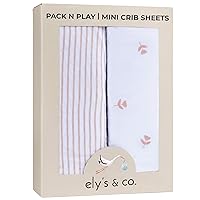 Vista 1 de Ely's & Co. Pack and Play - Juego de sábanas para cuna/mini-portátil, juego de 2 sábanas ajustables para patio de juegos compatibles con Graco Pack