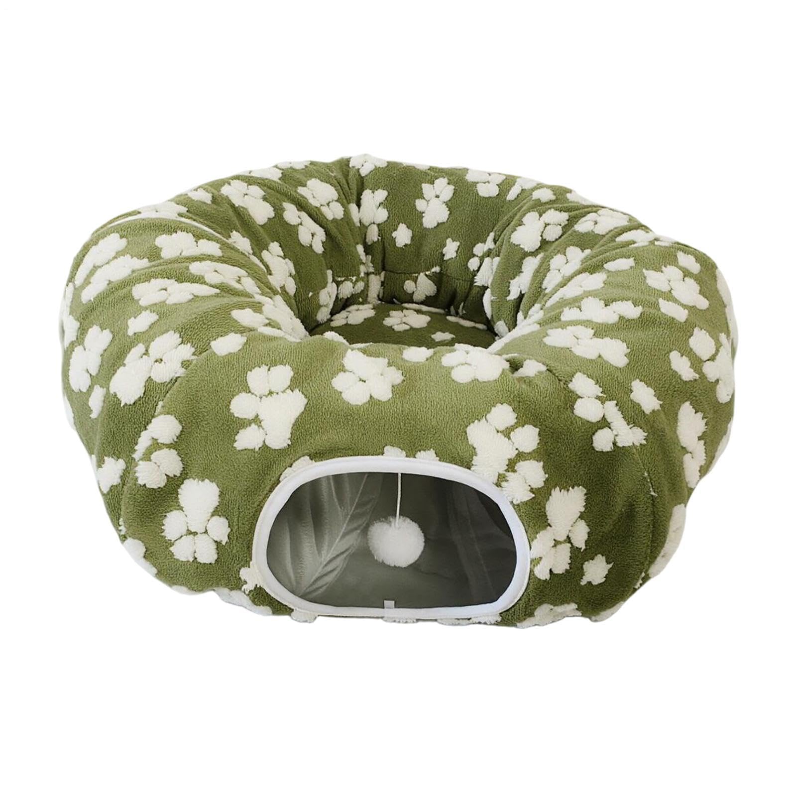 Tunnel Donut Pour Chat avec Balle Ludique en Peluche Chaude Pliable