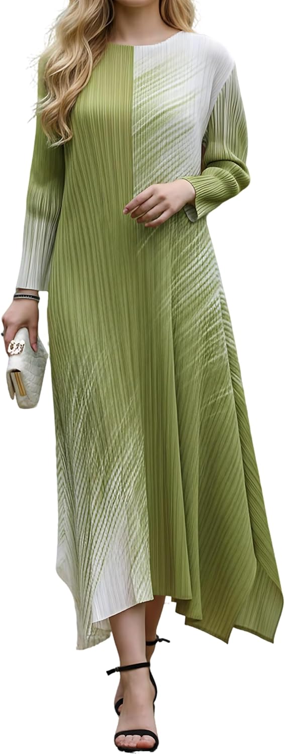 Shangeek Women's Casual Long Sleeve Maxi Dress Wrinkle-Free Elegantly Classy Flowy One Size Dresses 2025 Fall New