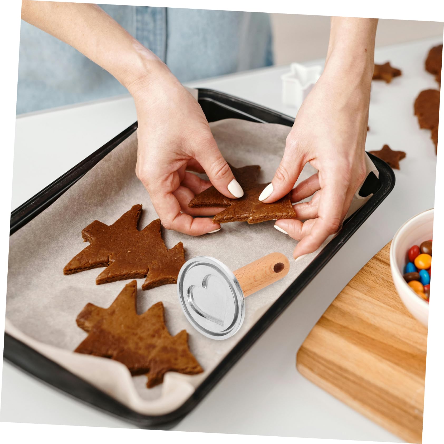 MAGICLULU Lot De 4 Moules À Biscuits Réutilisables À Motif Cœur Et Fleur 2 Pièces X 4