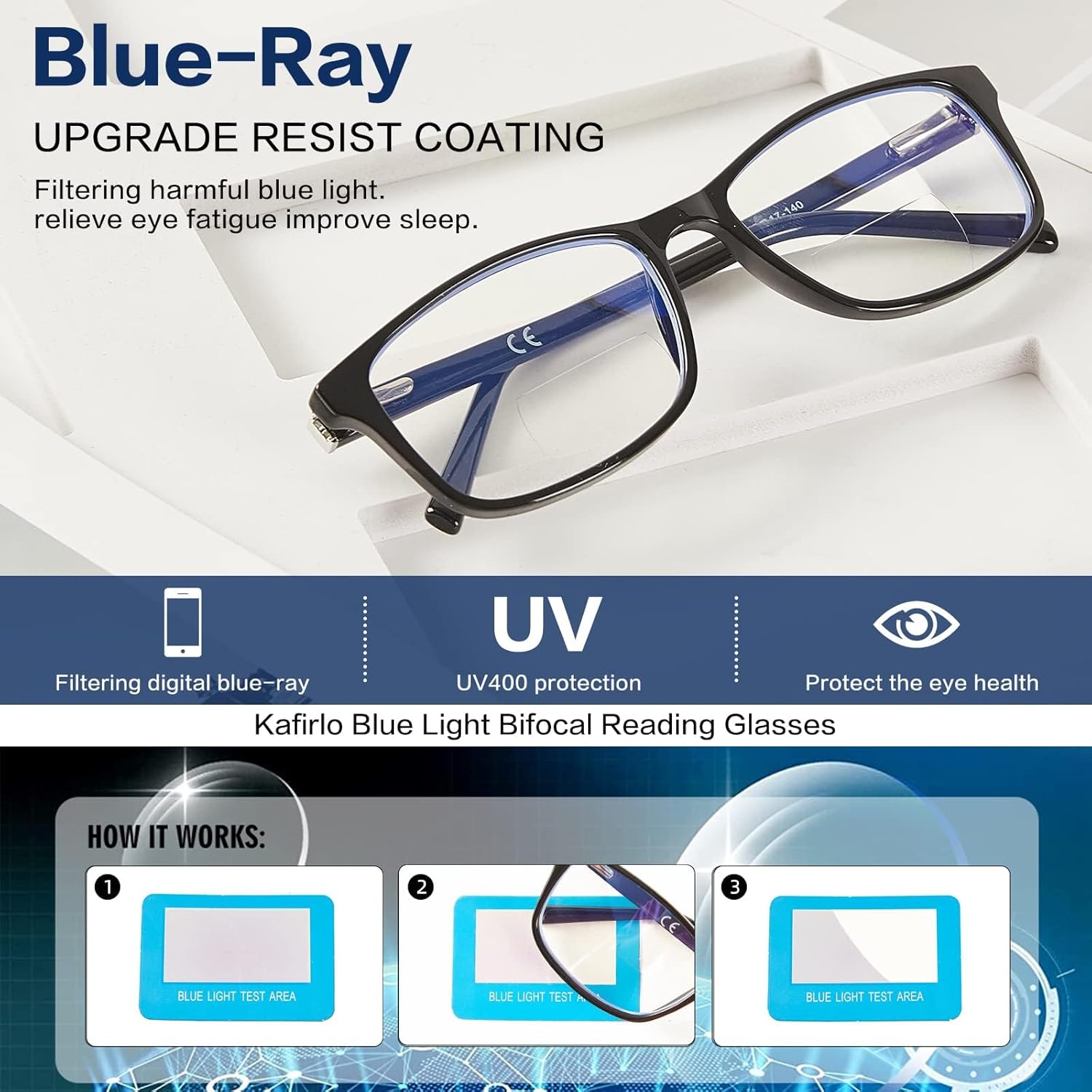 Bifocal Reading Glasses Women Men Clear Top Blue Light Blocking Computer Readers Wide Full Frame Cheaters Eyeglasses - Image 7