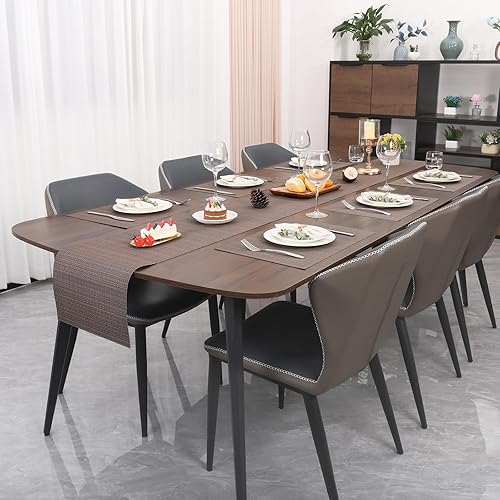 Miniatura 8 de Myir JUN Juego de 8 manteles individuales tejidos de vinilo, para interiores, lavables, antideslizantes, para mesa de comedor (café, juego de 8)