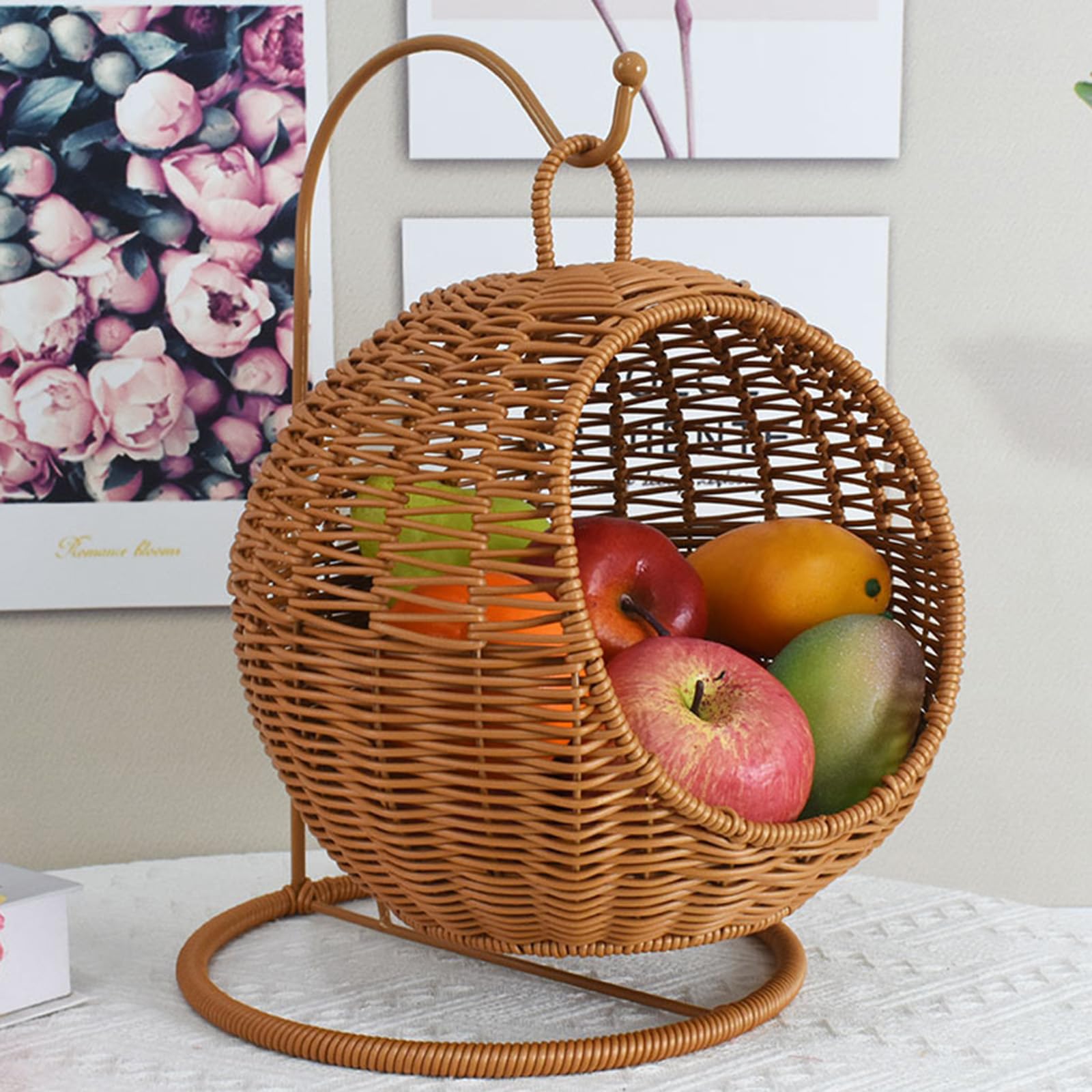 BURLOE Brown, Hand Woven Fruit And Vegetable Hanging Basket - Image 2