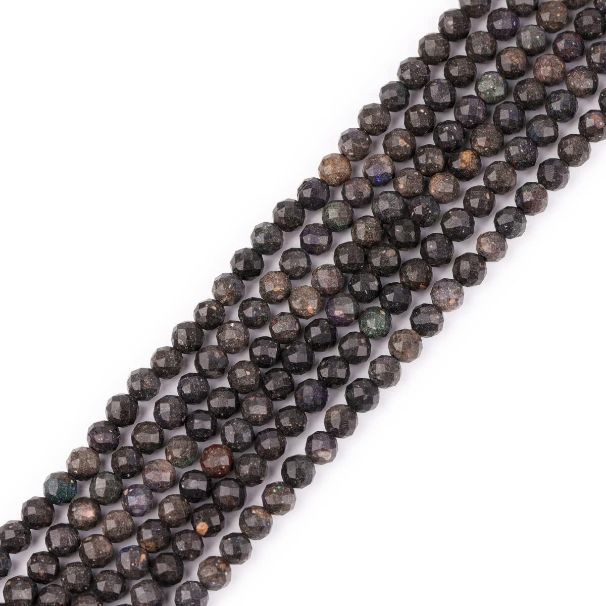 GEM-Inside AA Grade 4mm Natural Multicolor Australia Opal Gemstone Quartz Faceted Round Tiny Small Spacer Beads for Jewelry Making Bracelet Earrings Charms Full Strand 15"