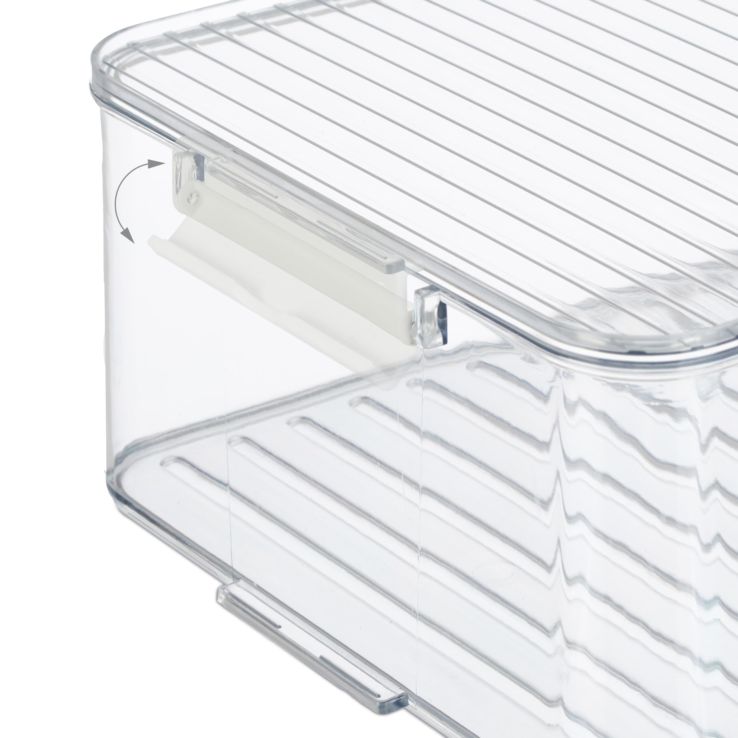 Relaxdays Organizer na lodówkę, zestaw 2 sztuk, wkładki do lodówki z pokrywką i datą, wys. x szer. x gł.: 10,5 x 21 x 33 cm, przezroczysty
