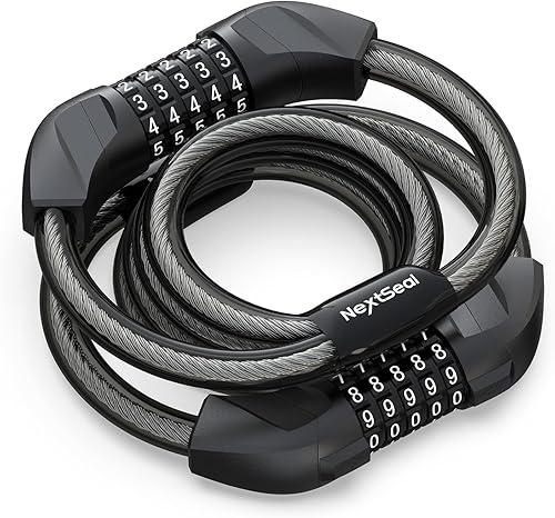 Candado eléctrico para scooter, candado de bicicleta con combinación de 5 dígitos, cerraduras de cable doble de 0.44 pulgadas, seguridad de 3.44