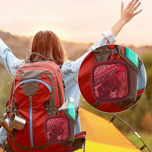 Miniatura 7 de Weewooday 4 piezas de malla para maquillaje, bolsa de cosméticos de malla, bolsa de aseo de viaje con cremallera, mini bolsa de cosméticos de