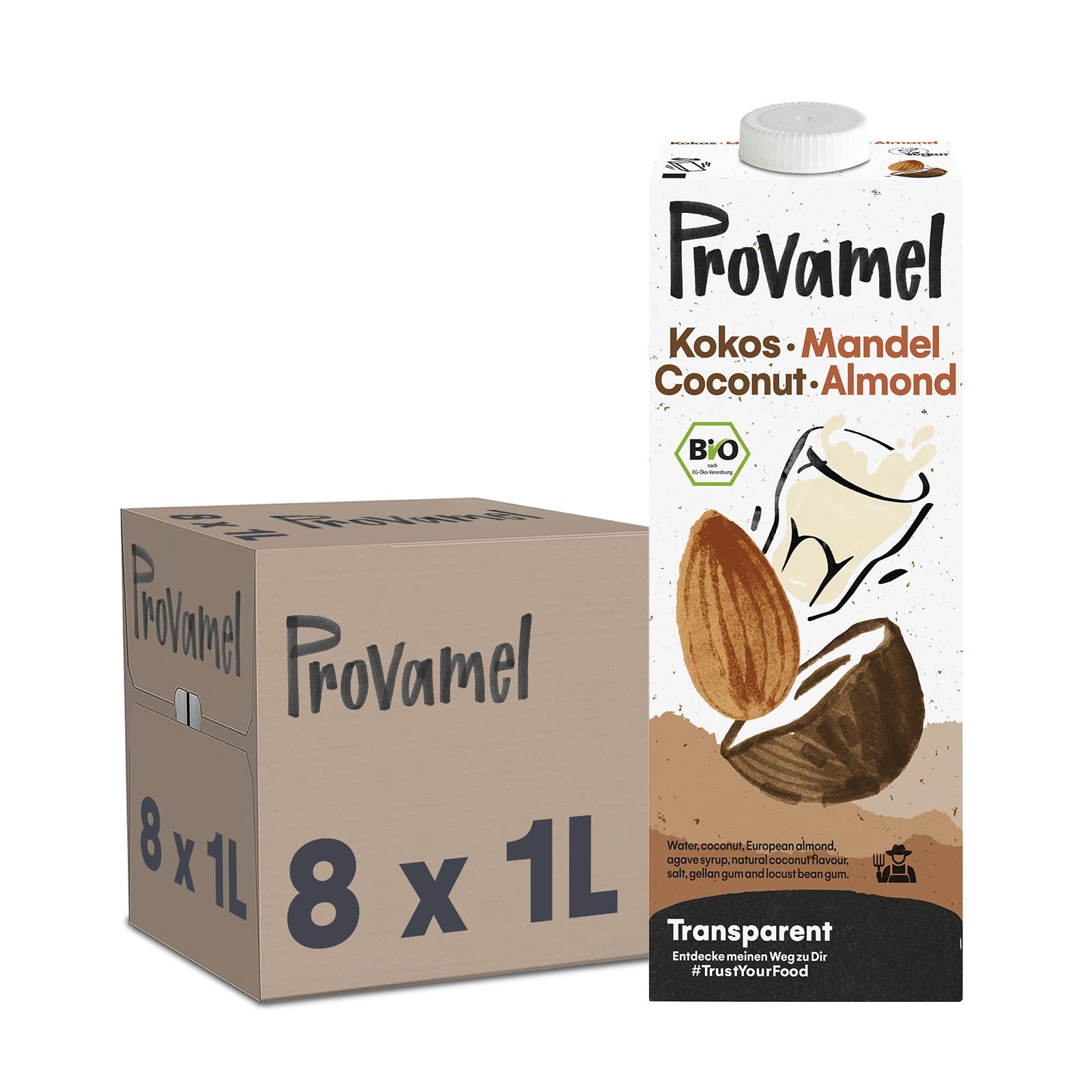 Provamel Kokosmandel-Getränke, 1 Liter, 4 Stück