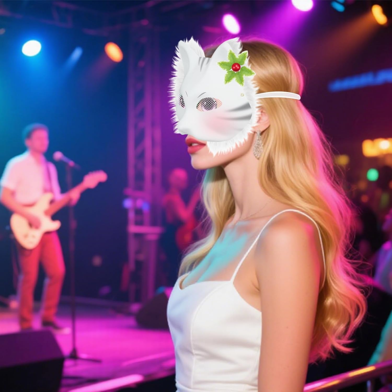 Auch DIY Therian Mask Kit 46Pcs with Felt Furs Eye Meshes Furry Cat Masks Sets Costume Mask for Halloween Christmas Masquerade Cosplay Party