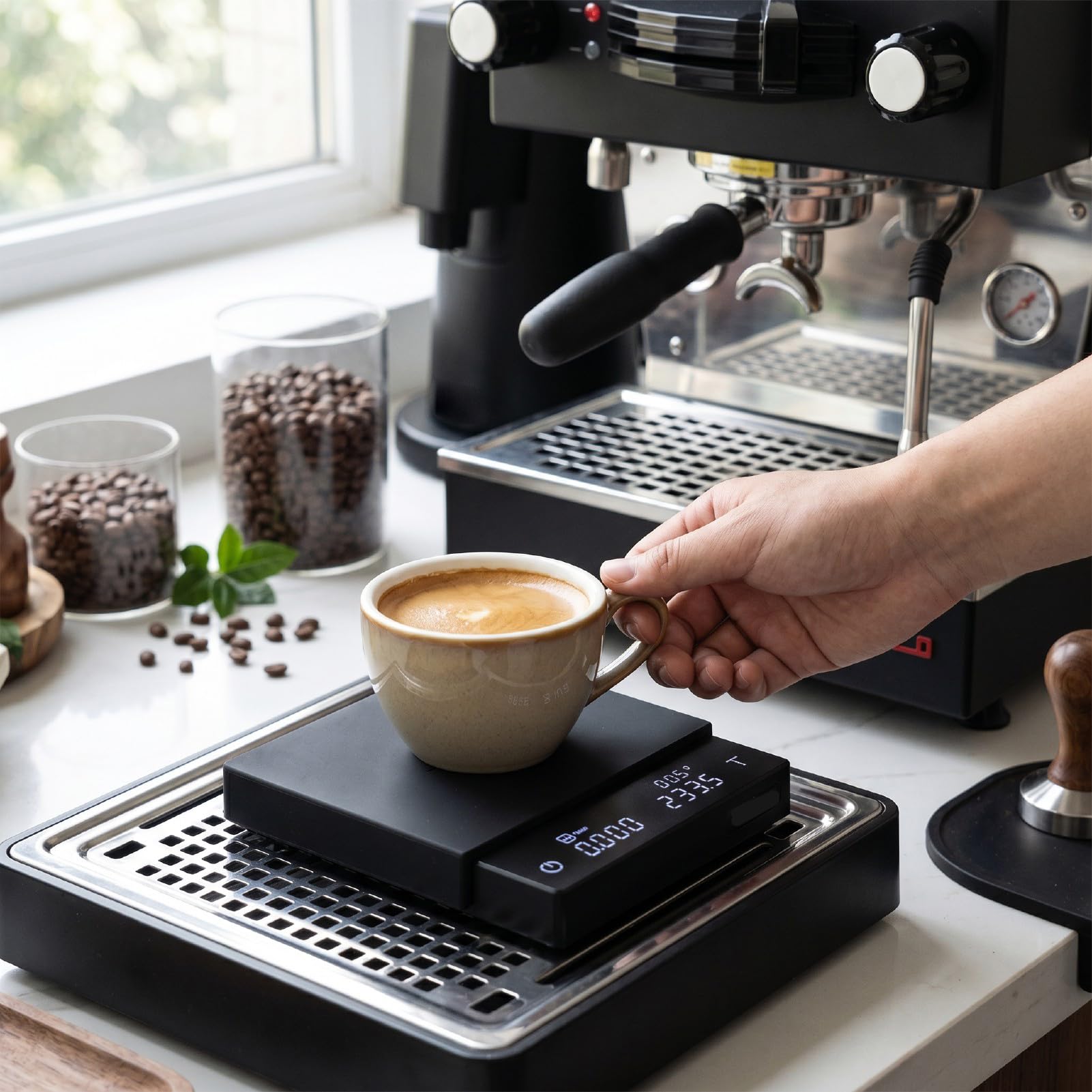 Zerodis Báscula de café, Báscula de Cocina Digital de Precisión de 0,1 G con Pantalla Clara 3 Modos de Preparación 700 MAh Peso de Cocina Recargable Antideslizante para Verter sobre el