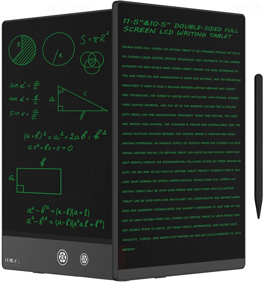 Tablet de escrita LCD para adultos - tablet de escrita LCD de 10,5 polegadas, tela cheia de dupla face, bloco de notas digital para escola, escritório, casa, apagável, reutilizável