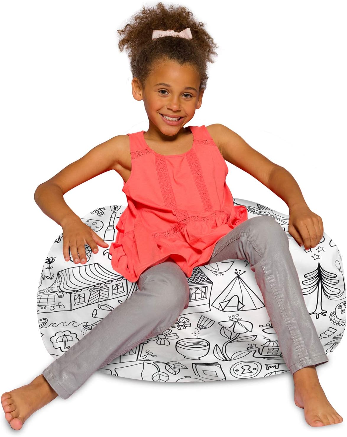 Posh Creations Bean Bag Chair for Kids, Teens, and Adults Includes Removable and Machine Washable Cover, 27in - Medium, Canvas Coloring Fabric - Fun World