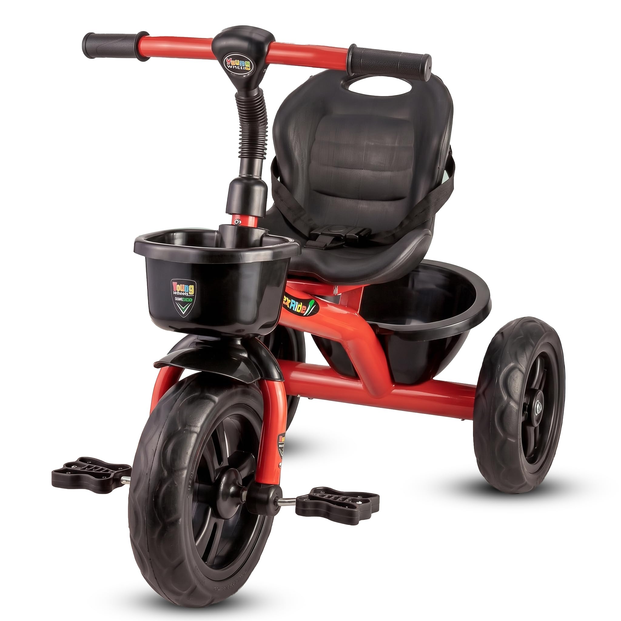 PRETEENS Kids Tricycle with Parent Push Handle | 3-Wheel Baby Cycle | EVA Wheels | Storage Basket | Comfortable Seat | Ages 2-5 Years (Red)-image-37