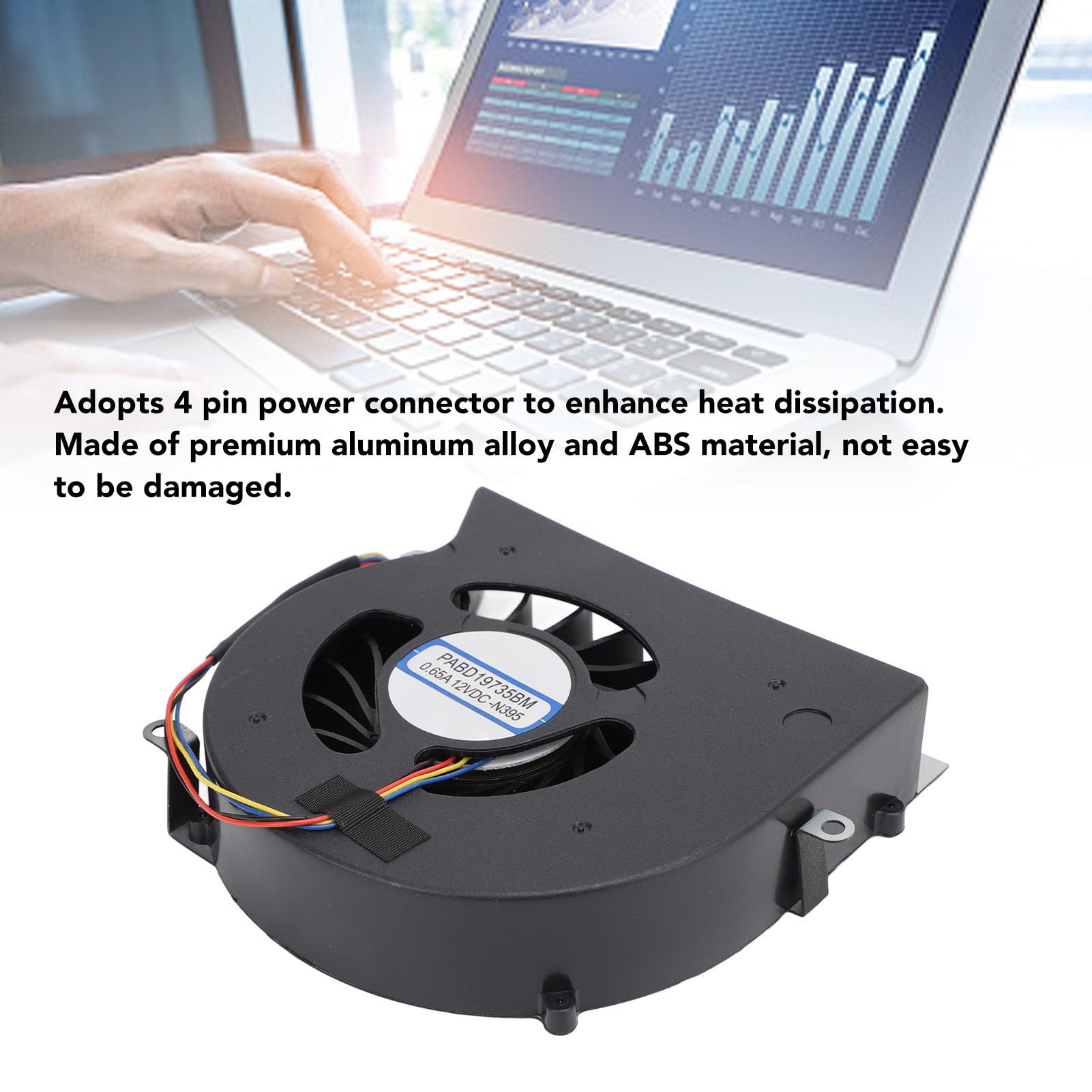 Replacement CPU Cooling Fan For MSI GT62VR Laptops - Model PABD19735BM-N322, 12V, 4-Pin Connector 7 thumbnail image