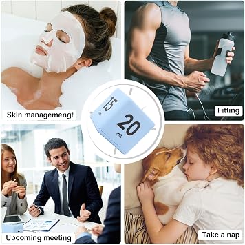 Feilifan Cube Timer,Productivity Timer Kids Time Timer Gravity Sensor flip Timer for Time Management and Countdown Settings 15 20 30 60 Minutes, Blue
